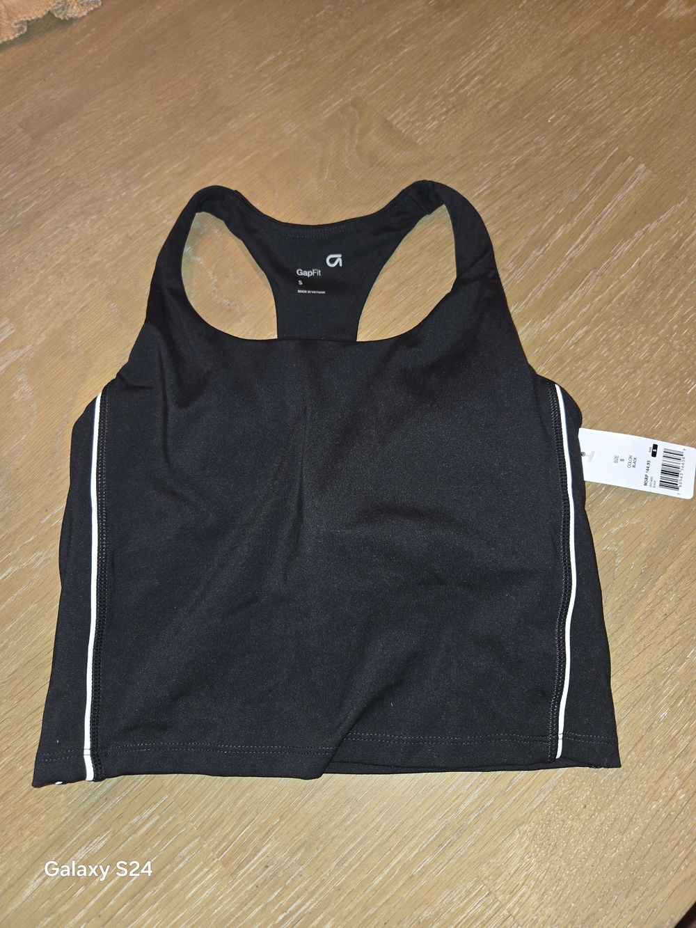 Gap Gapfit Varsity Tank Bra Black White Stripe Size Small NWT